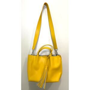COLAB Leather Tassel MUSTARD YELLOW Handbag Removable Inner Pouch